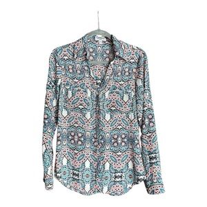 Express Portofino Shirt Women’s Small Slim Fit Paisley Print Long Sleeve